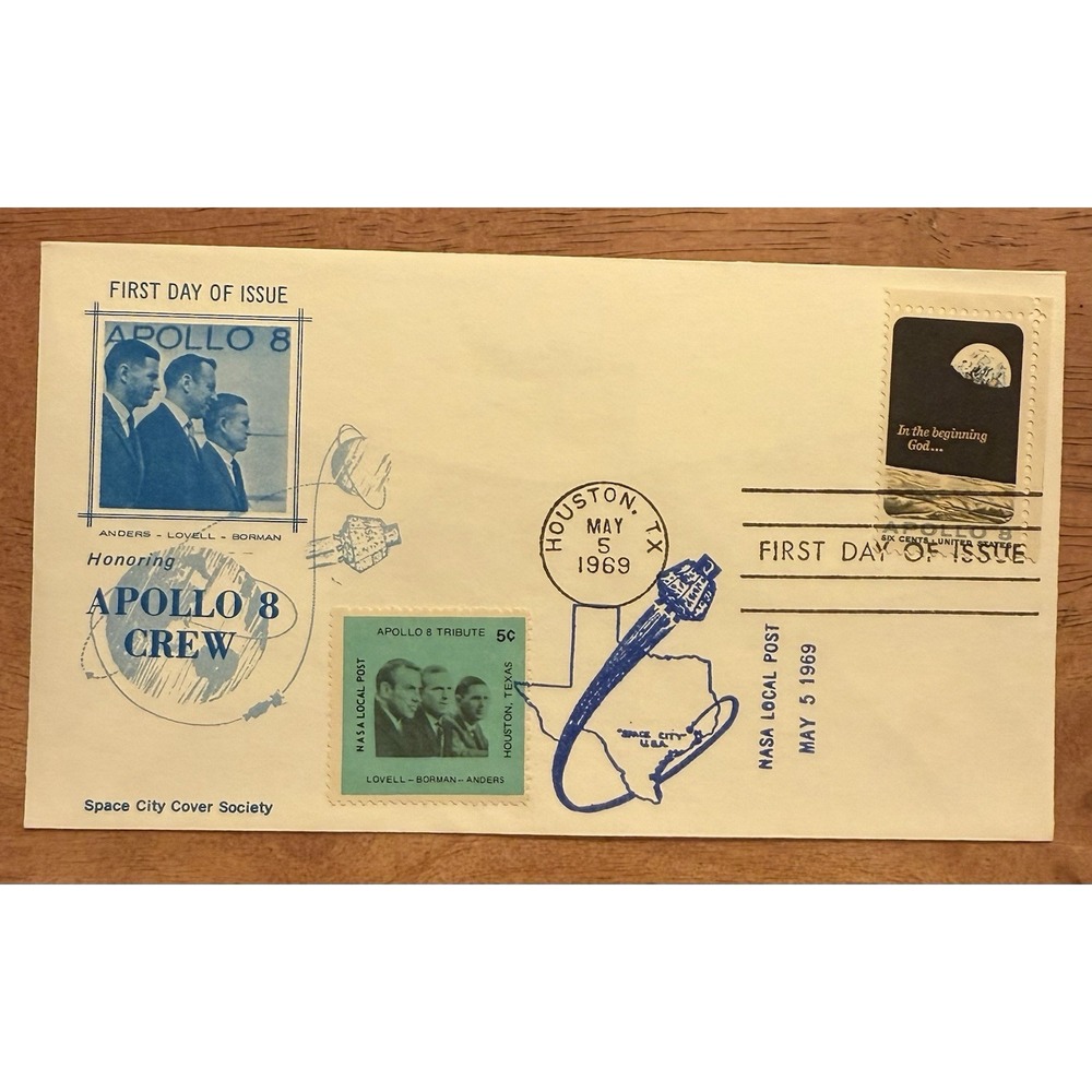 US SPACE #1371 1969 APOLLO 8 FDC HOUSTON with NASA local 5c stamp